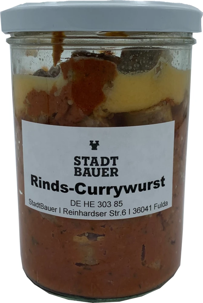 Rinds-Currywurst im Glas